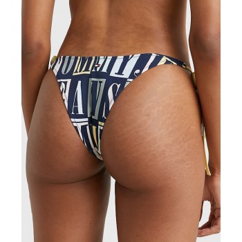 Tommy Hilfiger γυναικείο μαγιό bottom brazilian σε μπλε χρώμα με γράμματα,κανονική γραμμή,100%polyester UW0UW04565 0GL